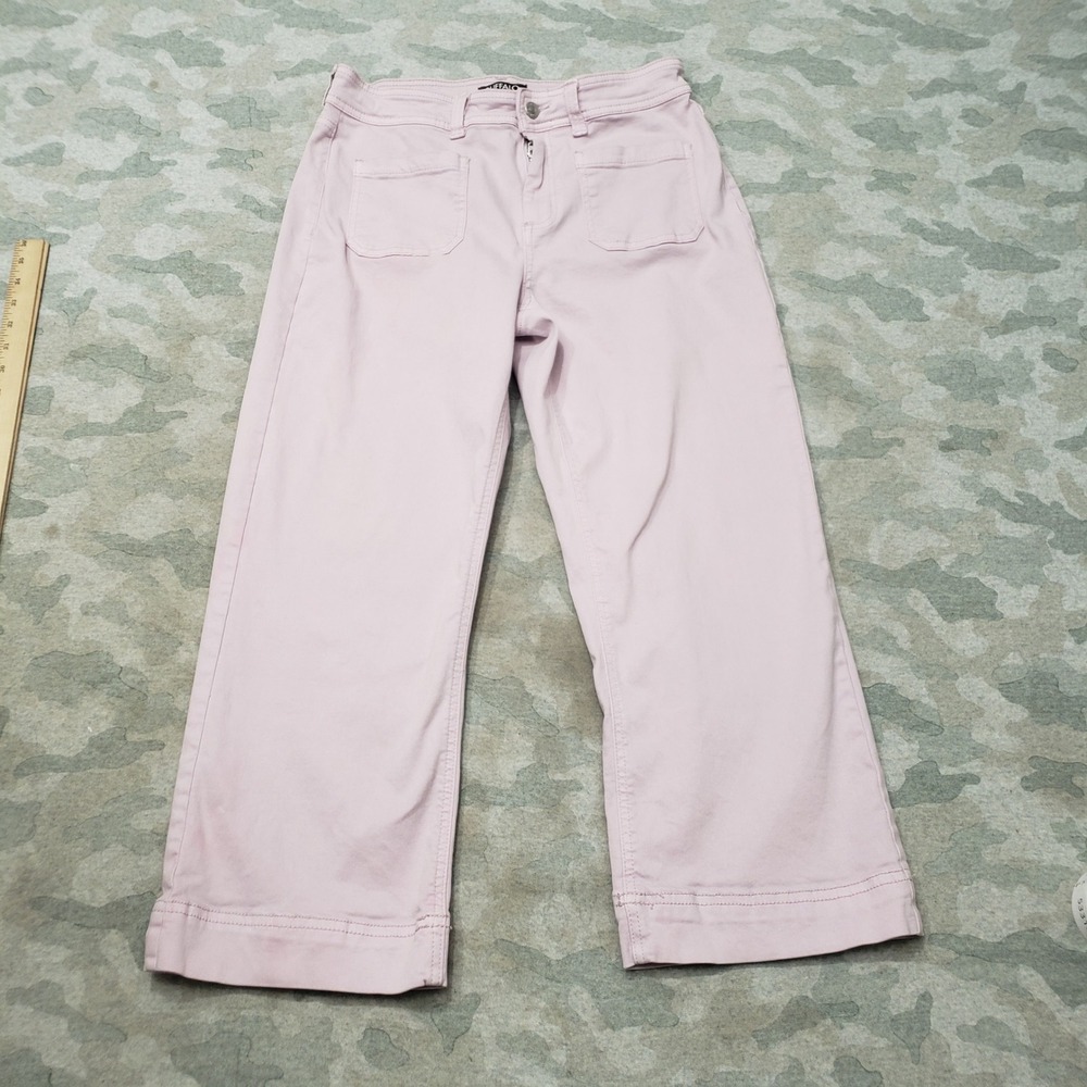 Buffalo David Bitton Brigette Pants Womens 10/30 Purple High Rise Crop Wide Leg